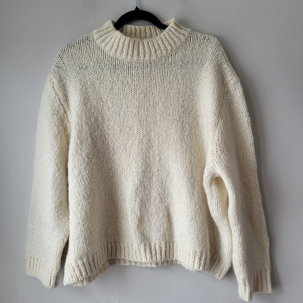 Zara Mock Neck Ivory Cottagecore Layering Knit Sweater